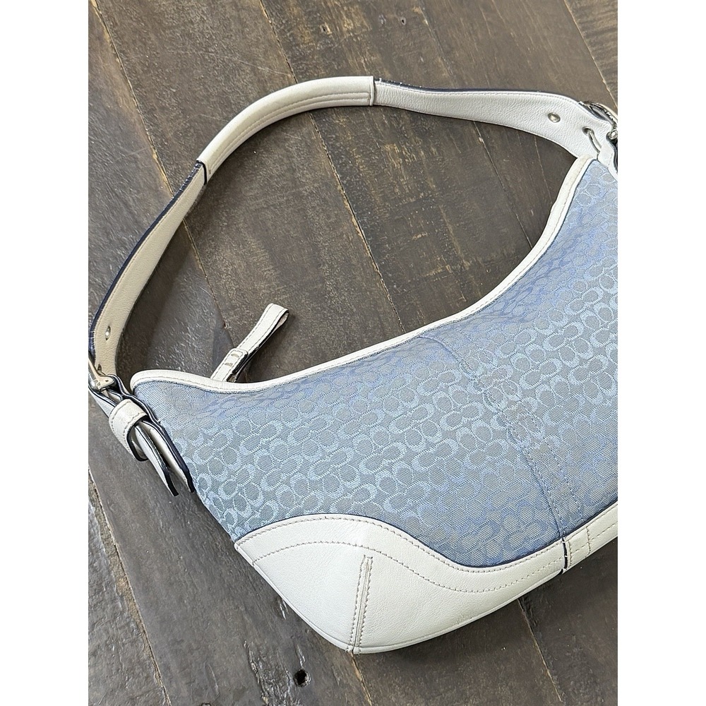 Coach Women's Y2K Blue Signature Jacquard Soho Mini Hobo Bag White Trim 6351 - Picture 3 of 15